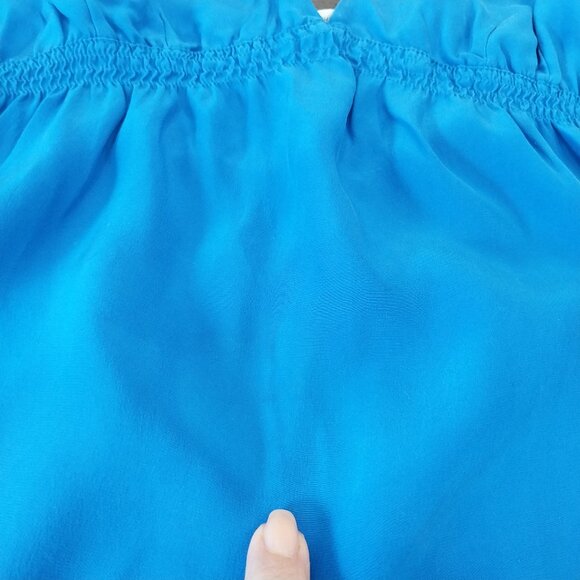 100% Silk Mini Slip Dress Blue Medium Strappy Twelfth Street by Cynthia Vincent. - Picture 4 of 9